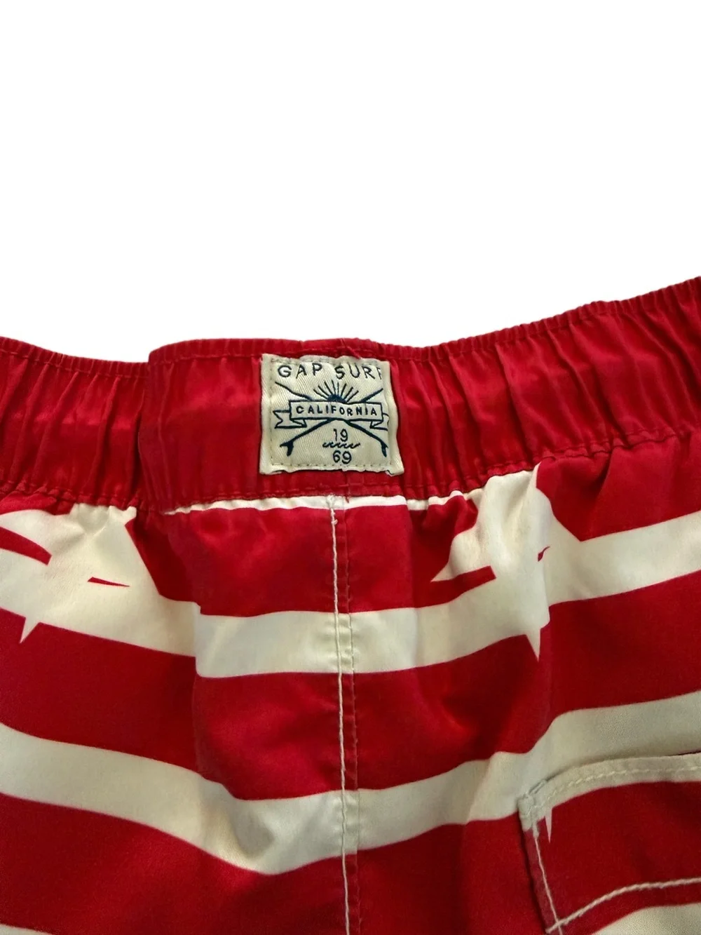 GAP Boys Red White Navy Star Stripe Patriotic American Flag Swim Shorts Medium